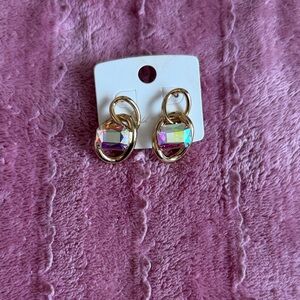Wildflowers Gold Plated Earrings with Iridescent Stones